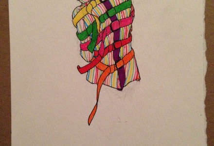 Matthew de Leon. Rainbow Straightjacket drawing.