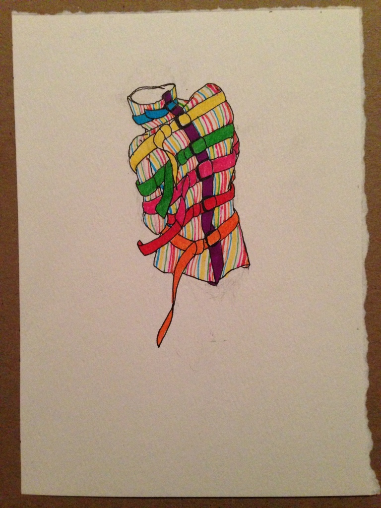 Matthew de Leon. Rainbow Straightjacket drawing.